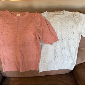 Pink and Blue Knit Sweater Set